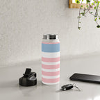 Pastel Pink Mixed Stripe Pattern with Light Blue and White Water Bottle Gallery Image 4