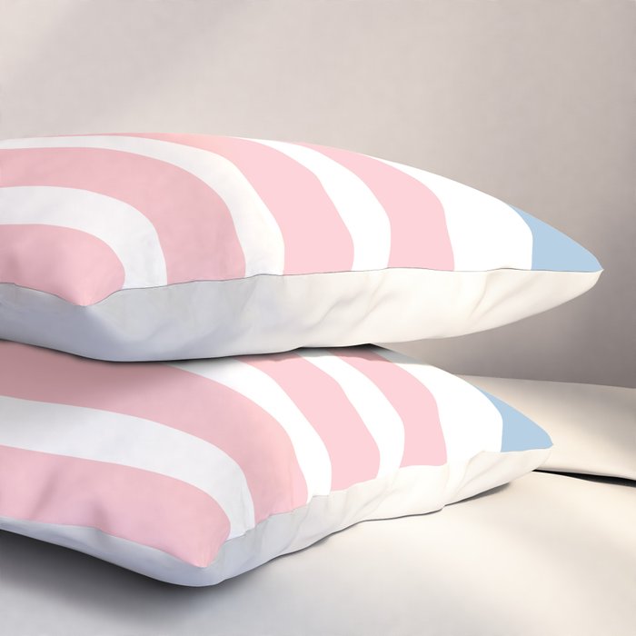 Pastel Pink Mixed Stripe Pattern with Light Blue and White Pillow Sham Gallery Image 3