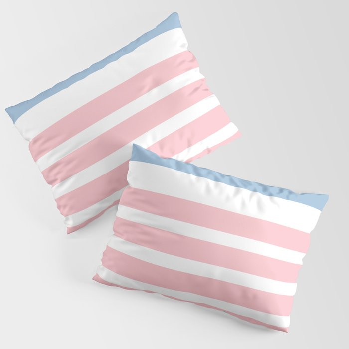 Pastel Pink Mixed Stripe Pattern with Light Blue and White Pillow Sham Gallery Image 1