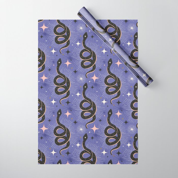 Slither Through The Stars Very Peri Wrapping Paper Gallery Image 1