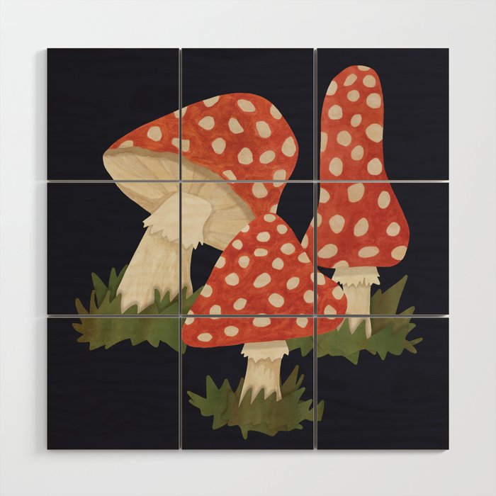 Poison Mushrooms Wood Wall Art Gallery Image 1
