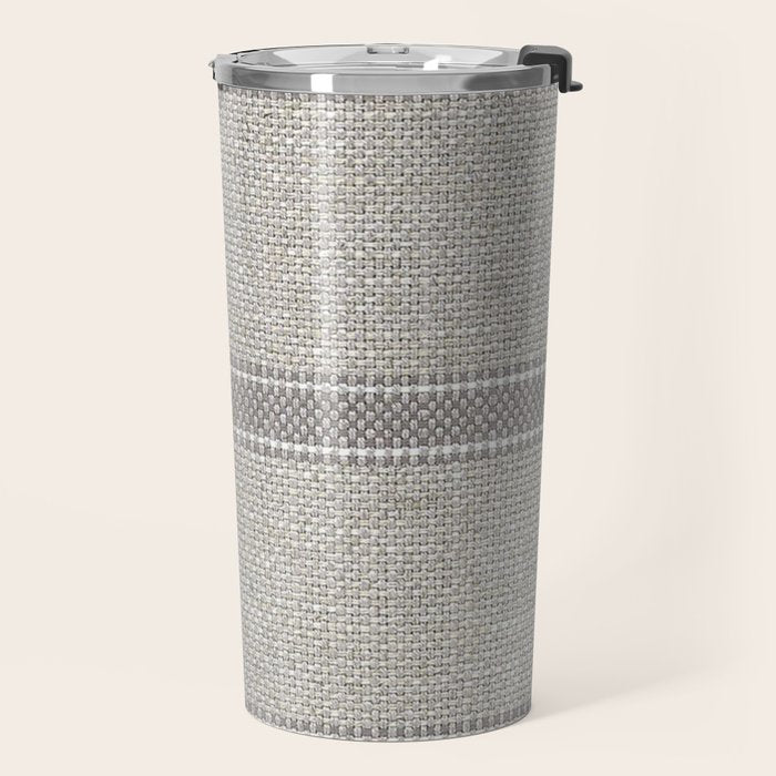 Vintage Grain sack Grey Linen  Travel Mug Gallery Image 2