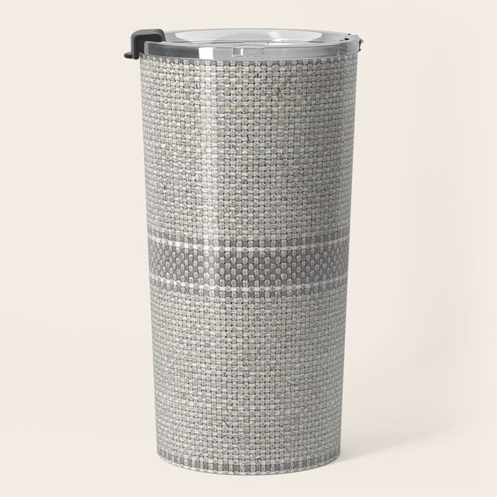 Vintage Grain sack Grey Linen  Travel Mug Gallery Image 3