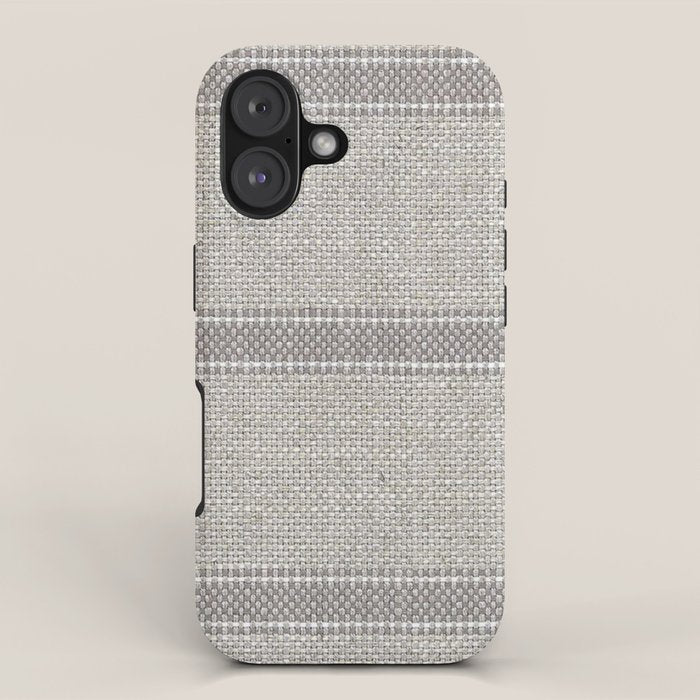 Vintage Grain sack Grey Linen  iPhone Case Gallery Image 1