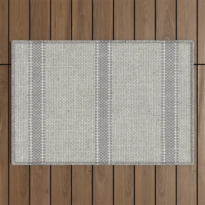 Vintage Grain sack Grey Linen  Outdoor Rug Gallery Image 1