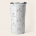 Cafe Vintage Block Print Floral - Blue Green Travel Mug Gallery Image 2