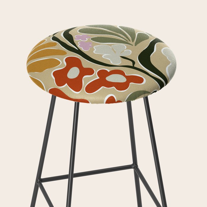 Mid-Century Floral Fantasy Stool Gallery Image 2