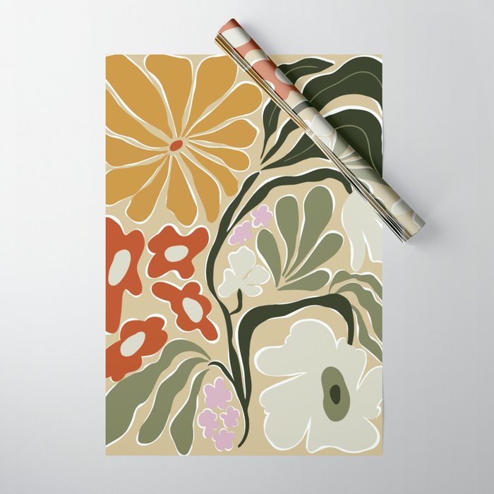 Mid-Century Floral Fantasy Wrapping Paper Gallery Image 1