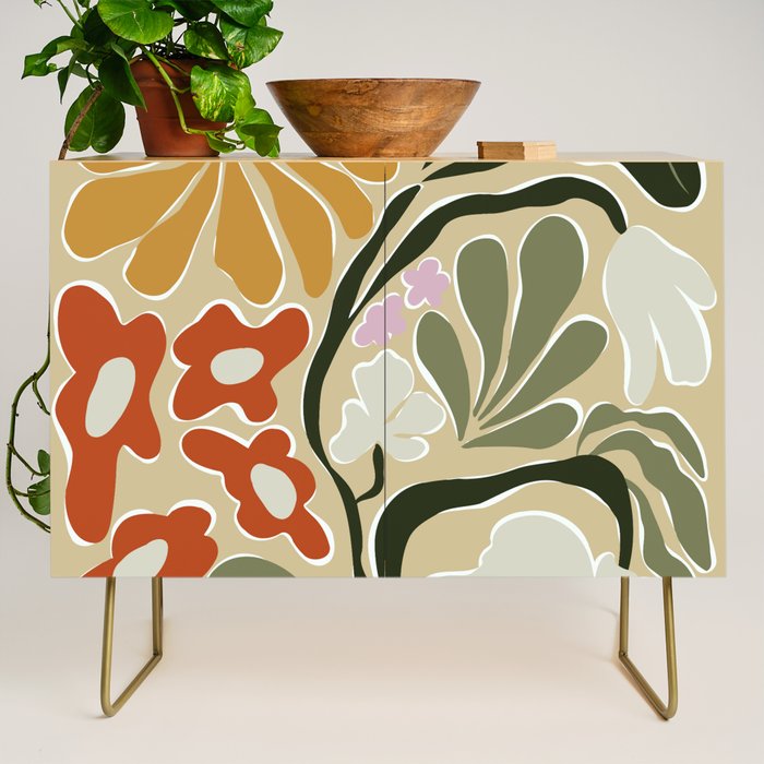 Mid-Century Floral Fantasy Credenza Gallery Image 1