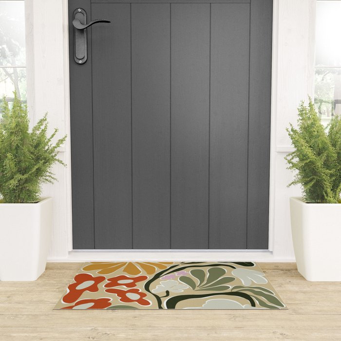 Mid-Century Floral Fantasy Welcome Mat Gallery Image 3