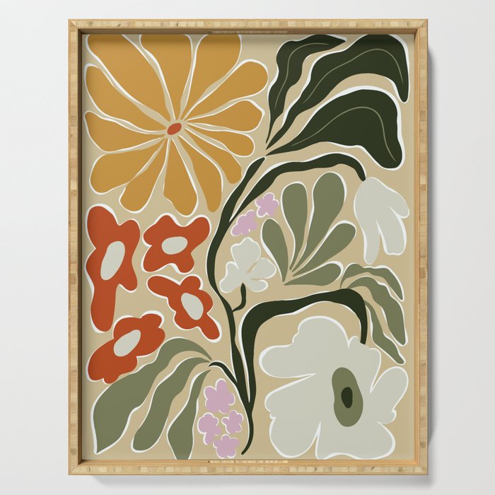 Mid-Century Floral Fantasy Serving Tray Gallery Image 1