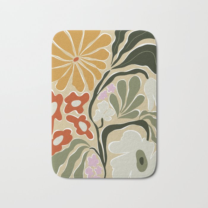 Mid-Century Floral Fantasy Bath Mat Gallery Image 1