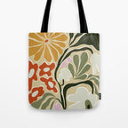 Mid-Century Floral Fantasy Tote Bag Gallery Image 1