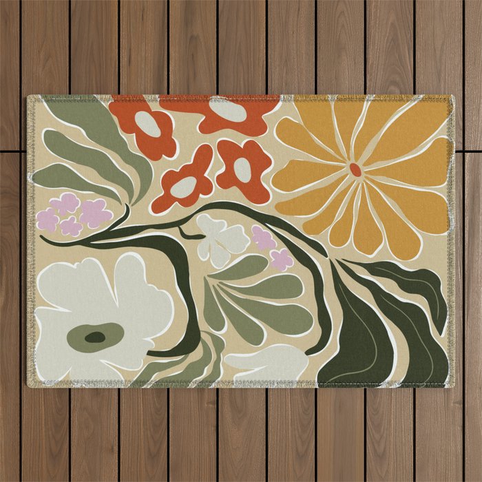 Mid-Century Floral Fantasy Outdoor Rug Gallery Image 1
