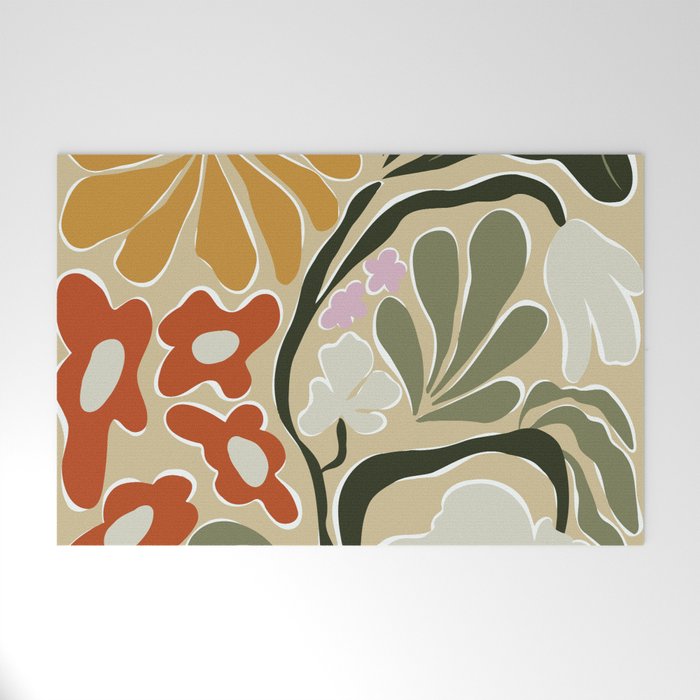 Mid-Century Floral Fantasy Welcome Mat Gallery Image 1