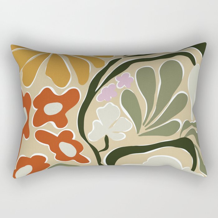 Mid-Century Floral Fantasy Rectangular Pillow Gallery Image 1
