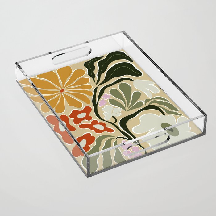 Mid-Century Floral Fantasy Acrylic Tray Gallery Image 1