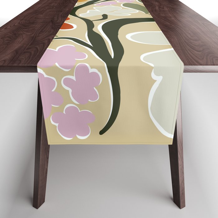 Mid-Century Floral Fantasy Table Runner Gallery Image 1