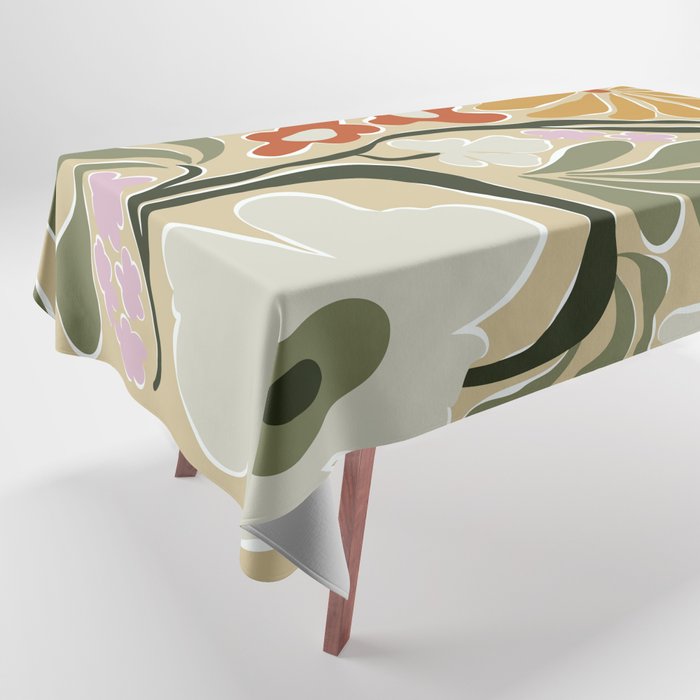 Mid-Century Floral Fantasy Tablecloth Gallery Image 1