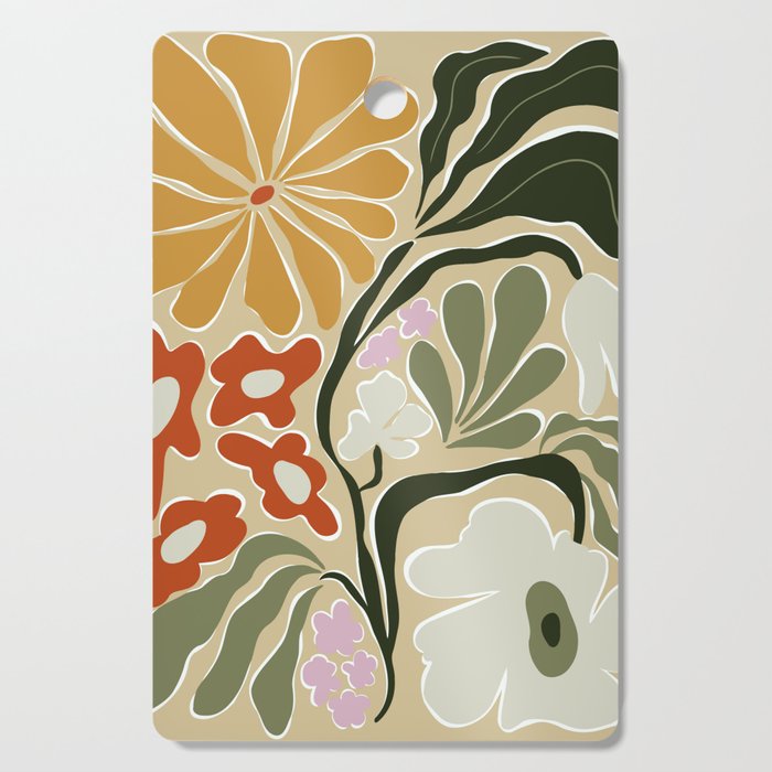 Mid-Century Floral Fantasy Cutting Board Gallery Image 1
