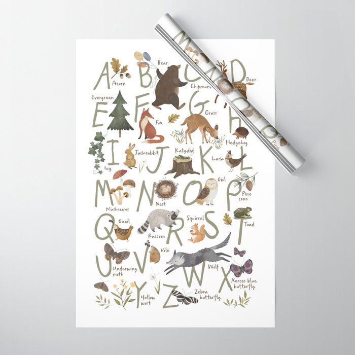 Woodland forest alphabet Wrapping Paper Gallery Image 1