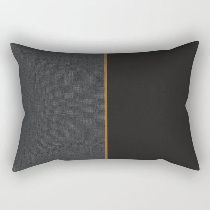 Scandinavian Modern Minimal Black Gold Rectangular Pillow Gallery Image 2