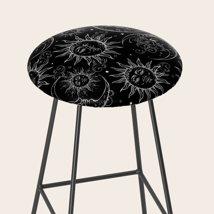 Black Magic Celestial Sun Moon Stars Stool Gallery Image 2