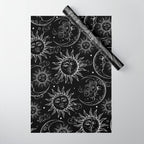 Black Magic Celestial Sun Moon Stars Wrapping Paper Gallery Image 1