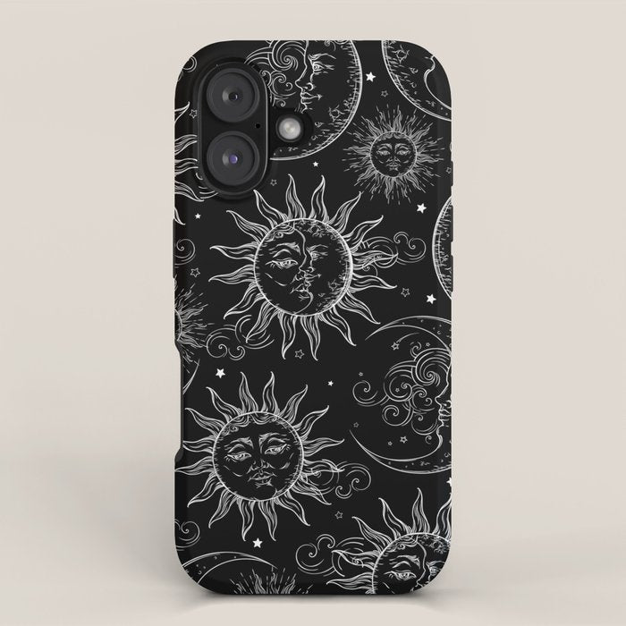 Black Magic Celestial Sun Moon Stars iPhone Case Gallery Image 1