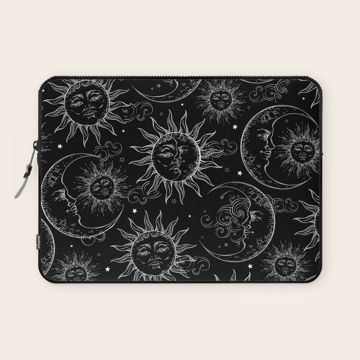 Black Magic Celestial Sun Moon Stars Laptop Sleeve Gallery Image 1