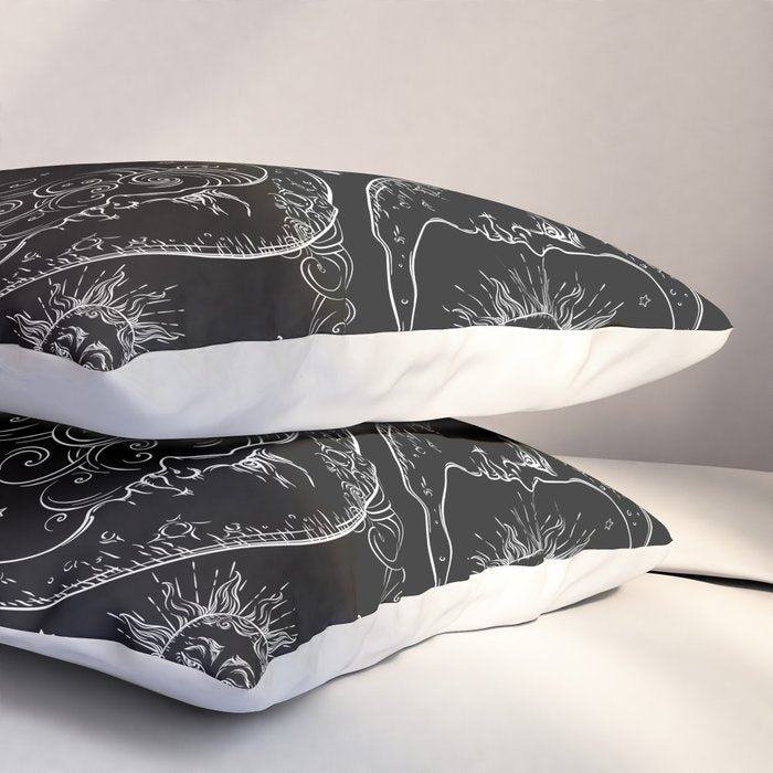 Black Magic Celestial Sun Moon Stars Pillow Sham Gallery Image 3