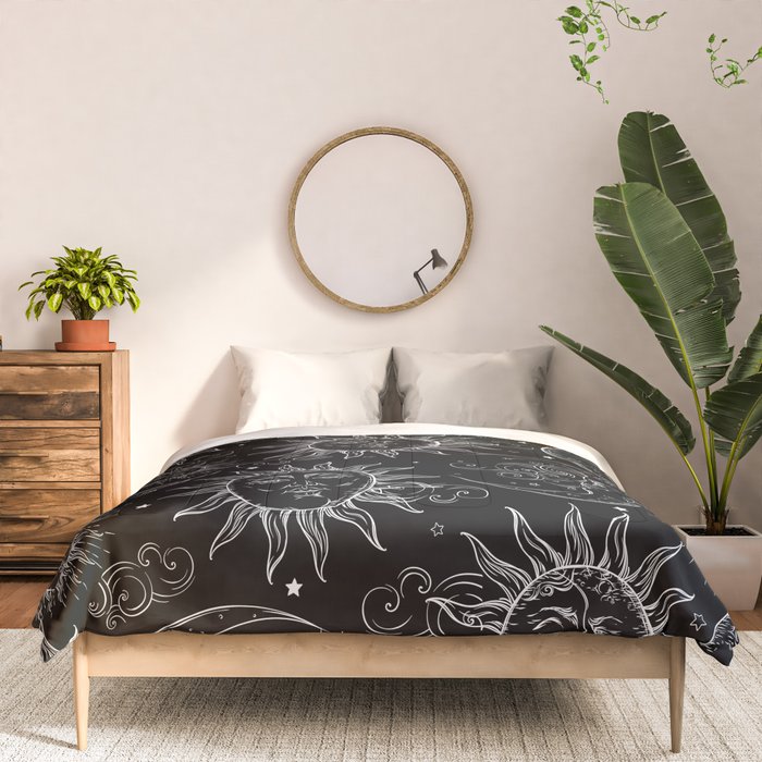 Black Magic Celestial Sun Moon Stars Comforter Gallery Image 3