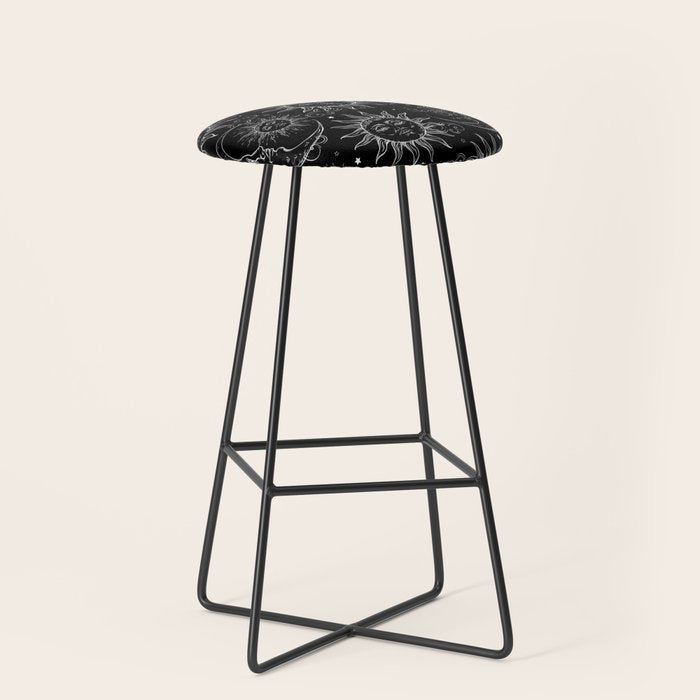 Black Magic Celestial Sun Moon Stars Stool Gallery Image 1