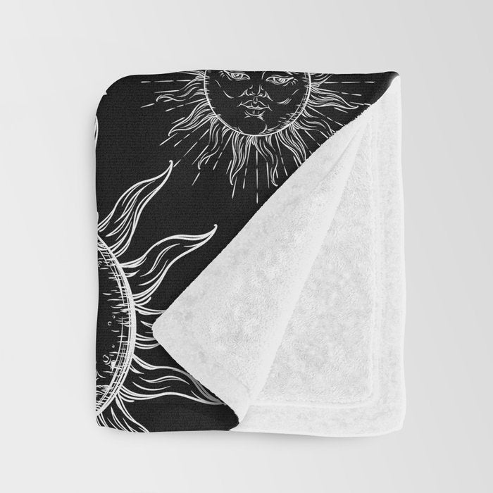 Black Magic Celestial Sun Moon Stars Throw Blanket Gallery Image 3