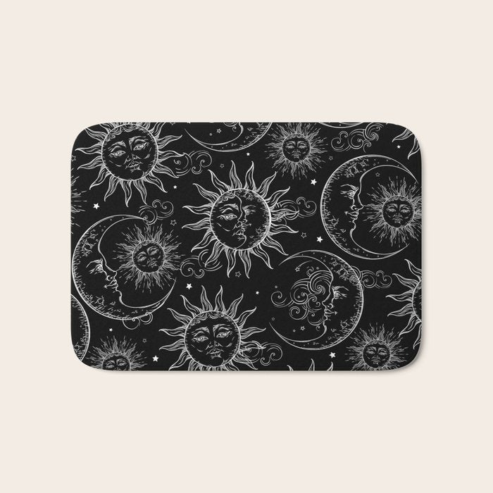 Black Magic Celestial Sun Moon Stars Bath Mat Gallery Image 1