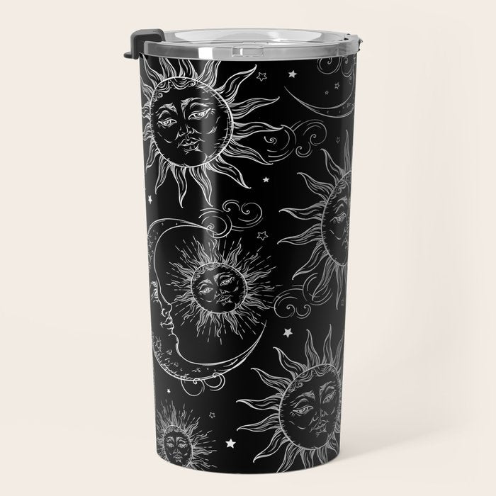 Black Magic Celestial Sun Moon Stars Travel Mug Gallery Image 3