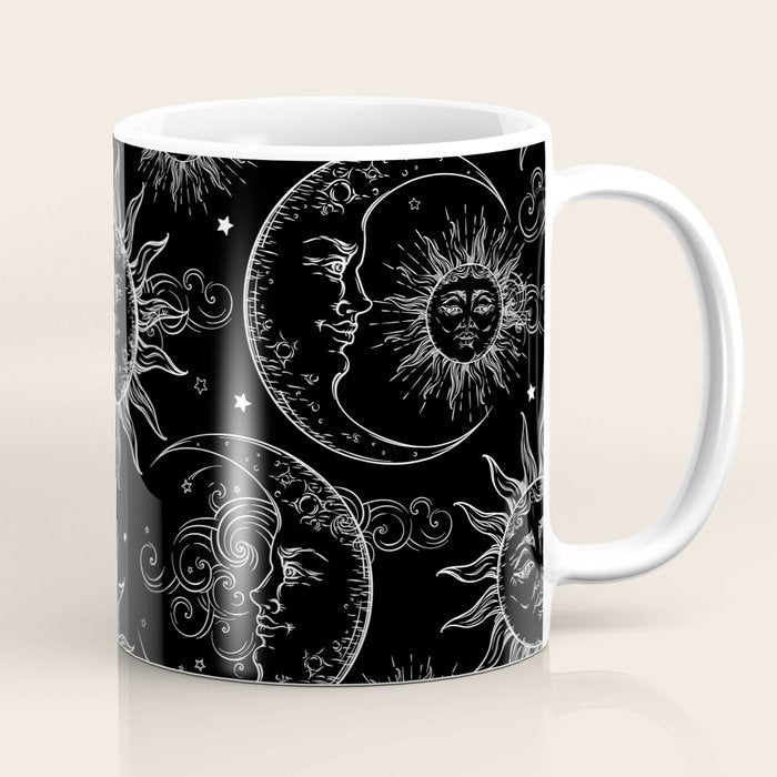 Black Magic Celestial Sun Moon Stars Coffee Mug Gallery Image 1