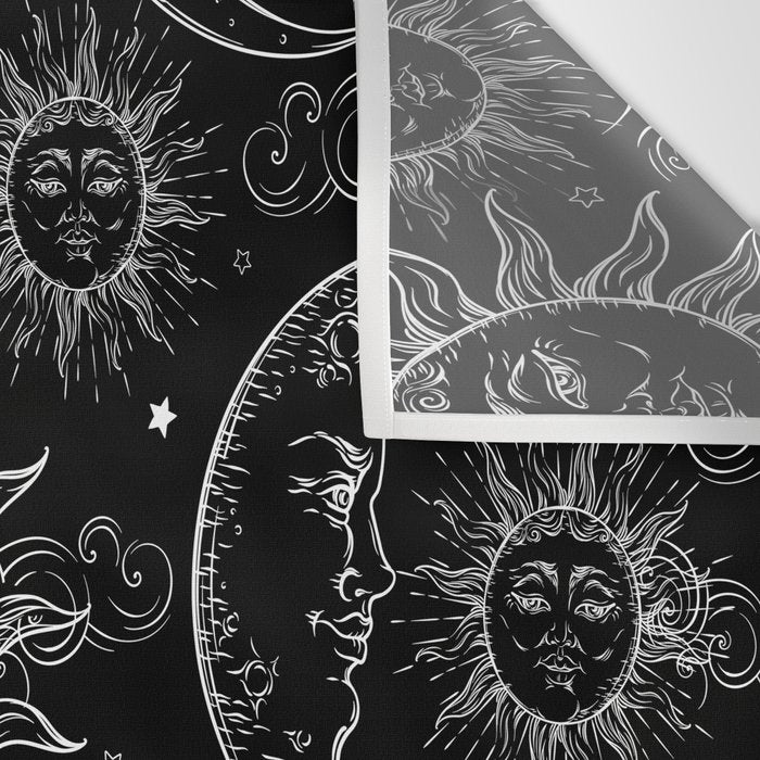 Black Magic Celestial Sun Moon Stars Wall Tapestry Gallery Image 3