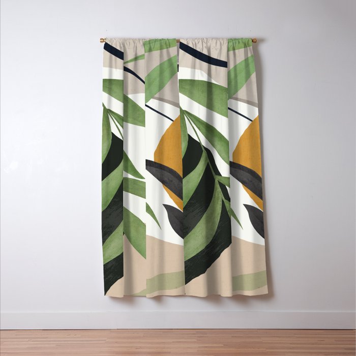 Abstract Art Tropical Leaves 39 Window Curtain Gallery Image 3