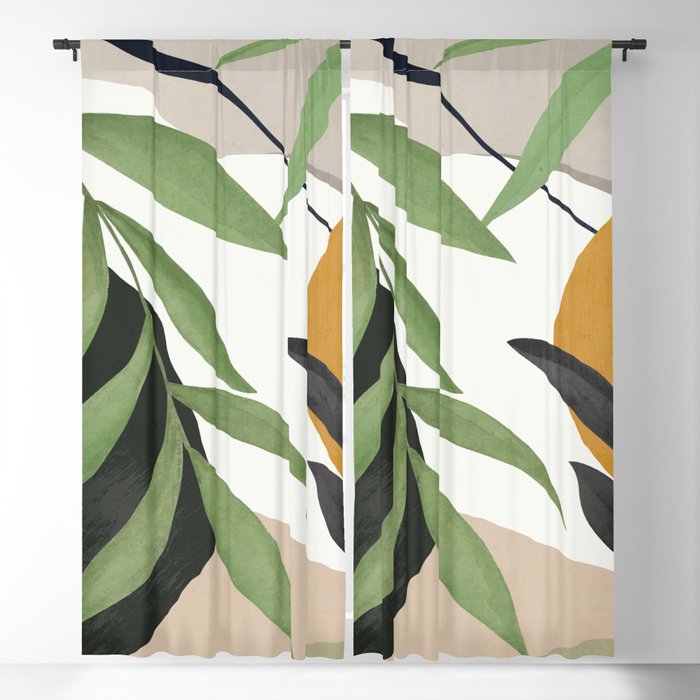 Abstract Art Tropical Leaves 39 Window Curtain Gallery Image 5