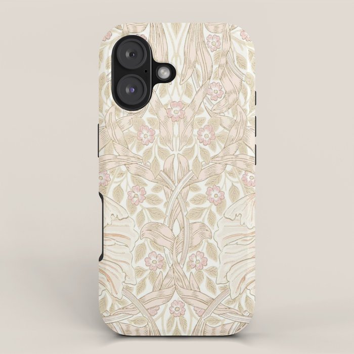 William Morris Vintage Pimpernel Cochineal Pink iPhone Case Gallery Image 1