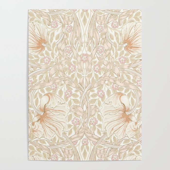 William Morris Vintage Pimpernel Cochineal Pink Poster Gallery Image 4