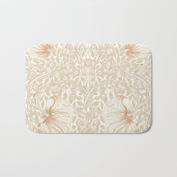 William Morris Vintage Pimpernel Cochineal Pink Bath Mat Gallery Image 1