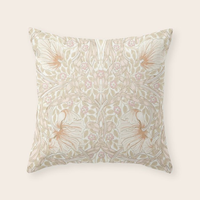 William Morris Vintage Pimpernel Cochineal Pink Throw Pillow Gallery Image 6