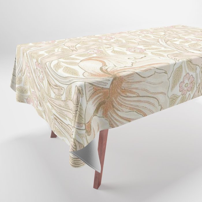 William Morris Vintage Pimpernel Cochineal Pink Tablecloth Gallery Image 1