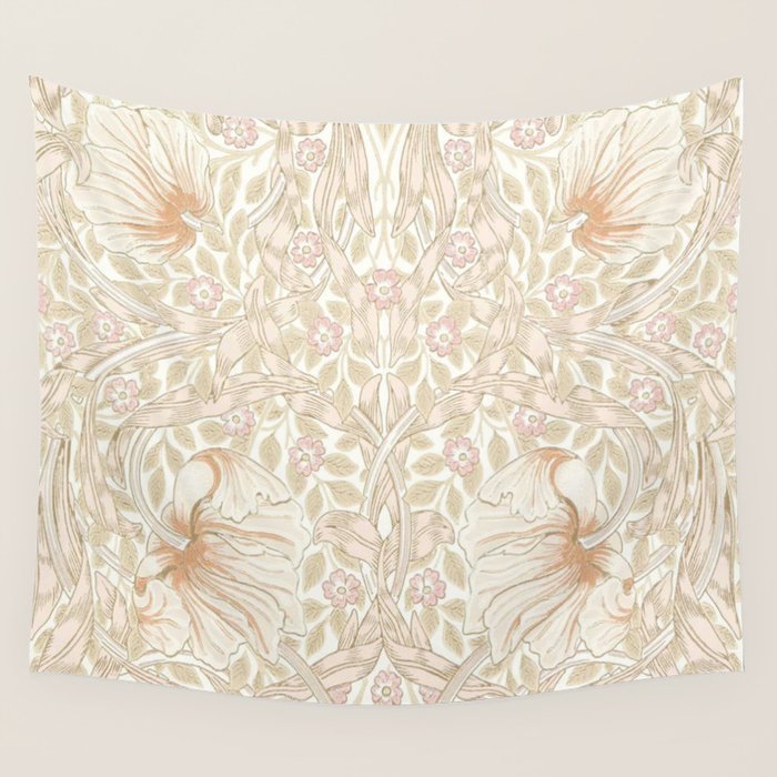 William Morris Vintage Pimpernel Cochineal Pink Wall Tapestry Gallery Image 4