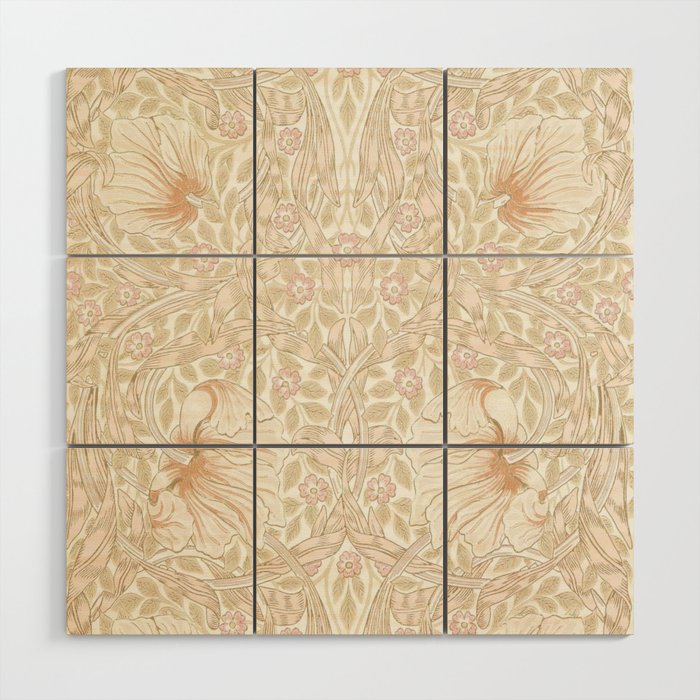 William Morris Vintage Pimpernel Cochineal Pink Wood Wall Art Gallery Image 1