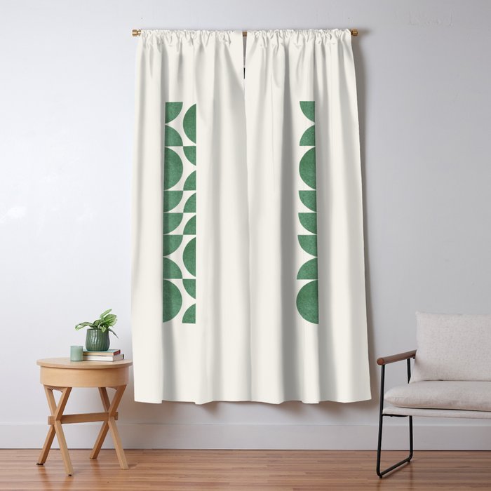 Green Retro Scandinavian - Mid Century Modern Window Curtain Gallery Image 1