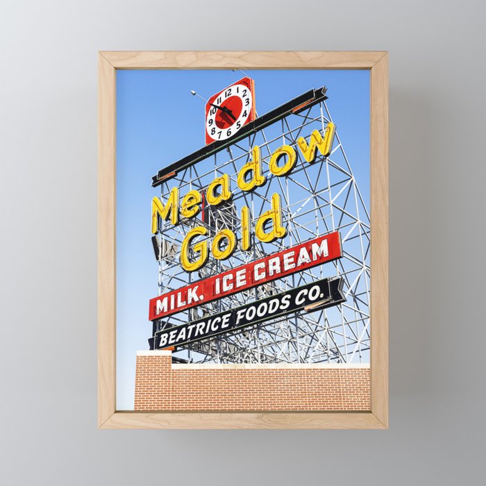 Tulsa Oklahoma Photography x Meadow Gold Vintage Neon Sign Route 66 Mini Art Print Gallery Image 1