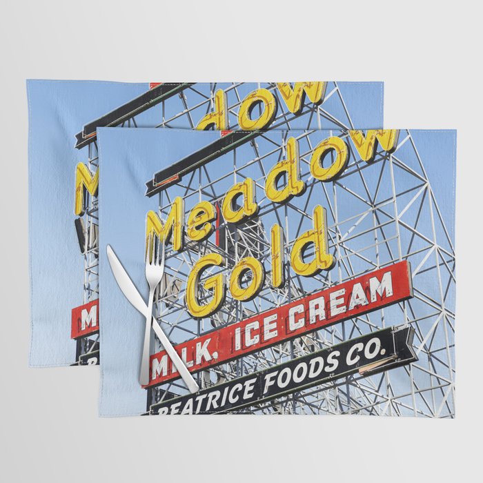 Tulsa Oklahoma Photography x Meadow Gold Vintage Neon Sign Route 66 Placemat Gallery Image 1